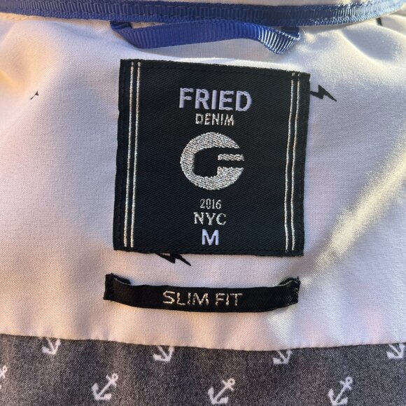 Fried Denim NYC Navy Blue Anchor Print!  Size Medium - Slim Fit - Picture 5 of 7